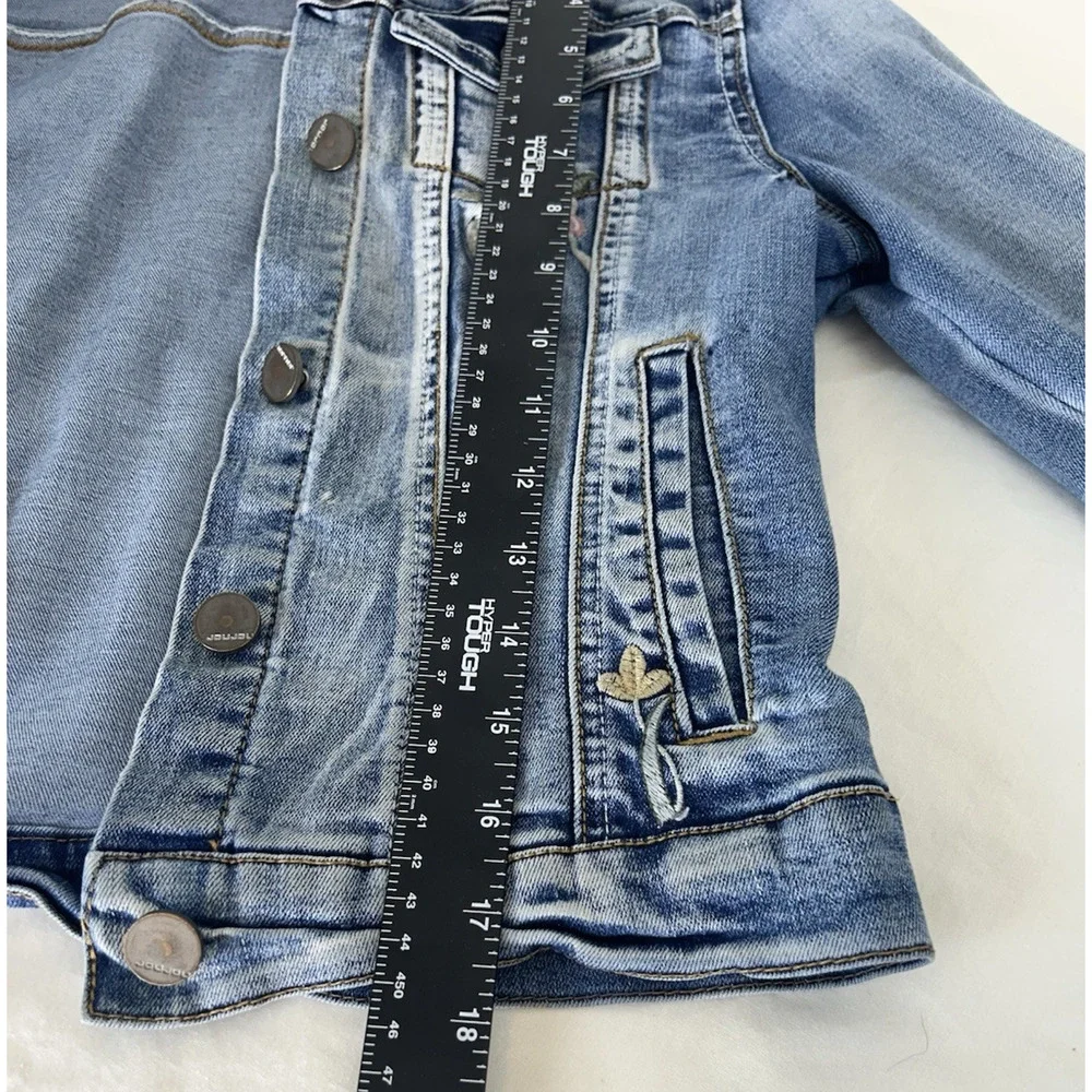 Thrashed Cottage core‎ JouJou Denim Embroidered Ladies S or girl jacket Sz 14 L